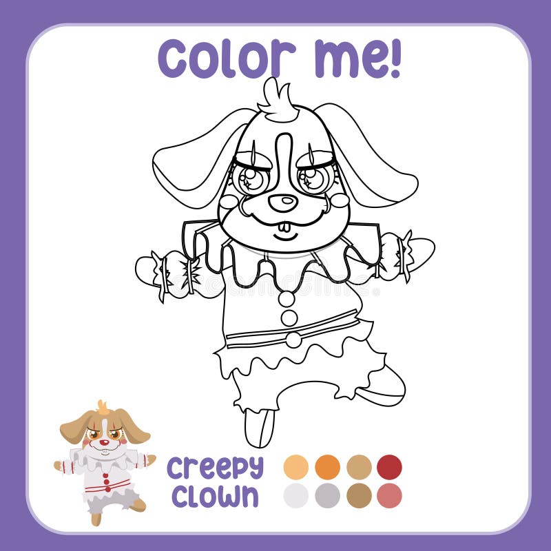 Color me cute dog dress with halloween costume the creepy clown stock vector