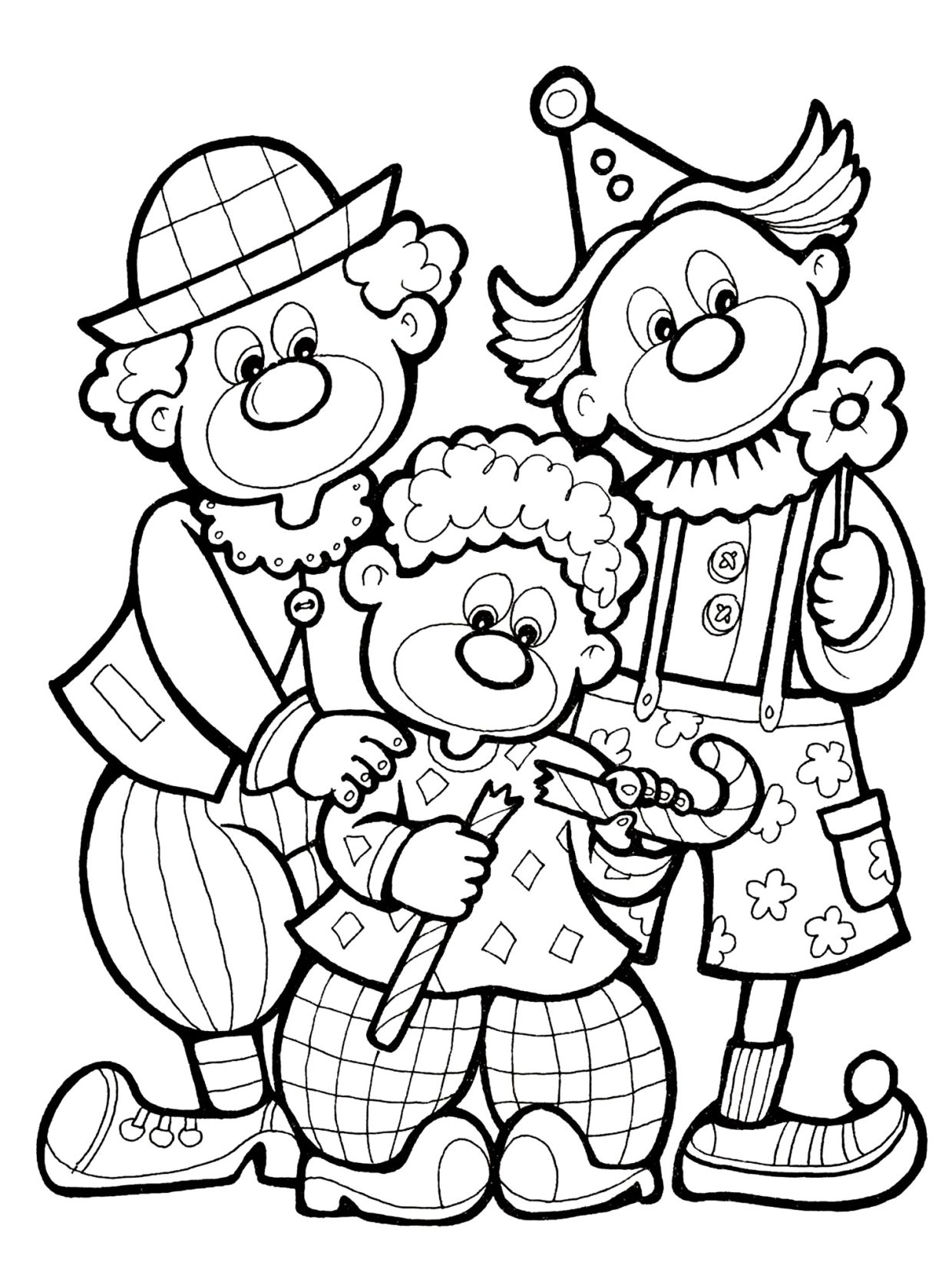 Funny clown coloring pages for kids