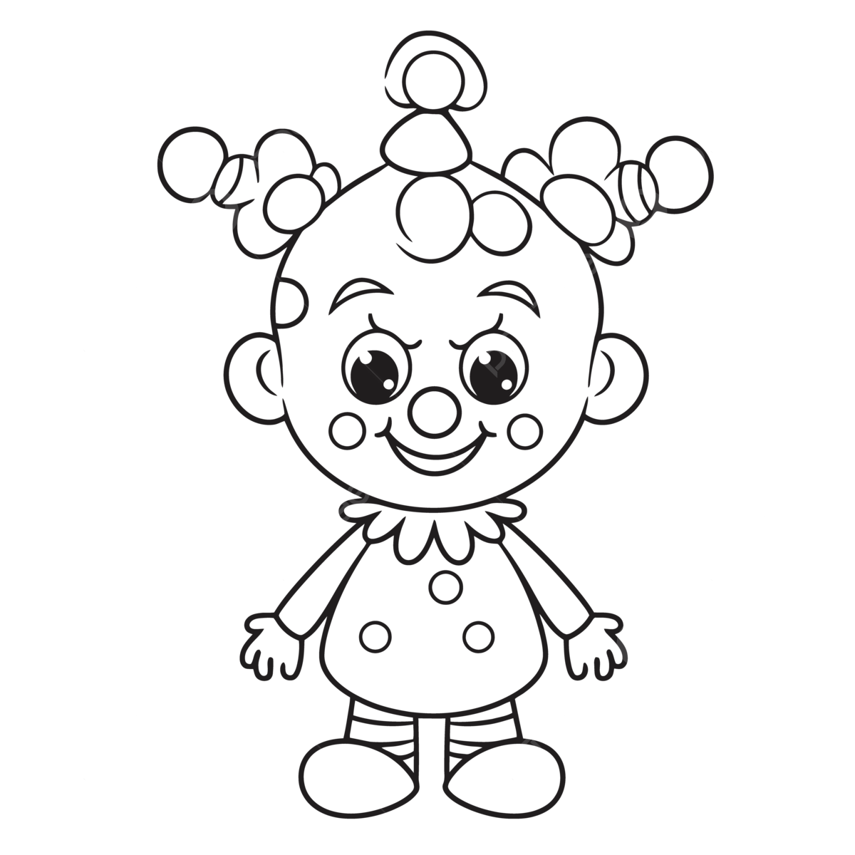 Cute smiling clown coloring page with polka dots and eyes outline sketch drawing vector wing drawing eyes drawing ring drawing png and vector with transparent background for free download
