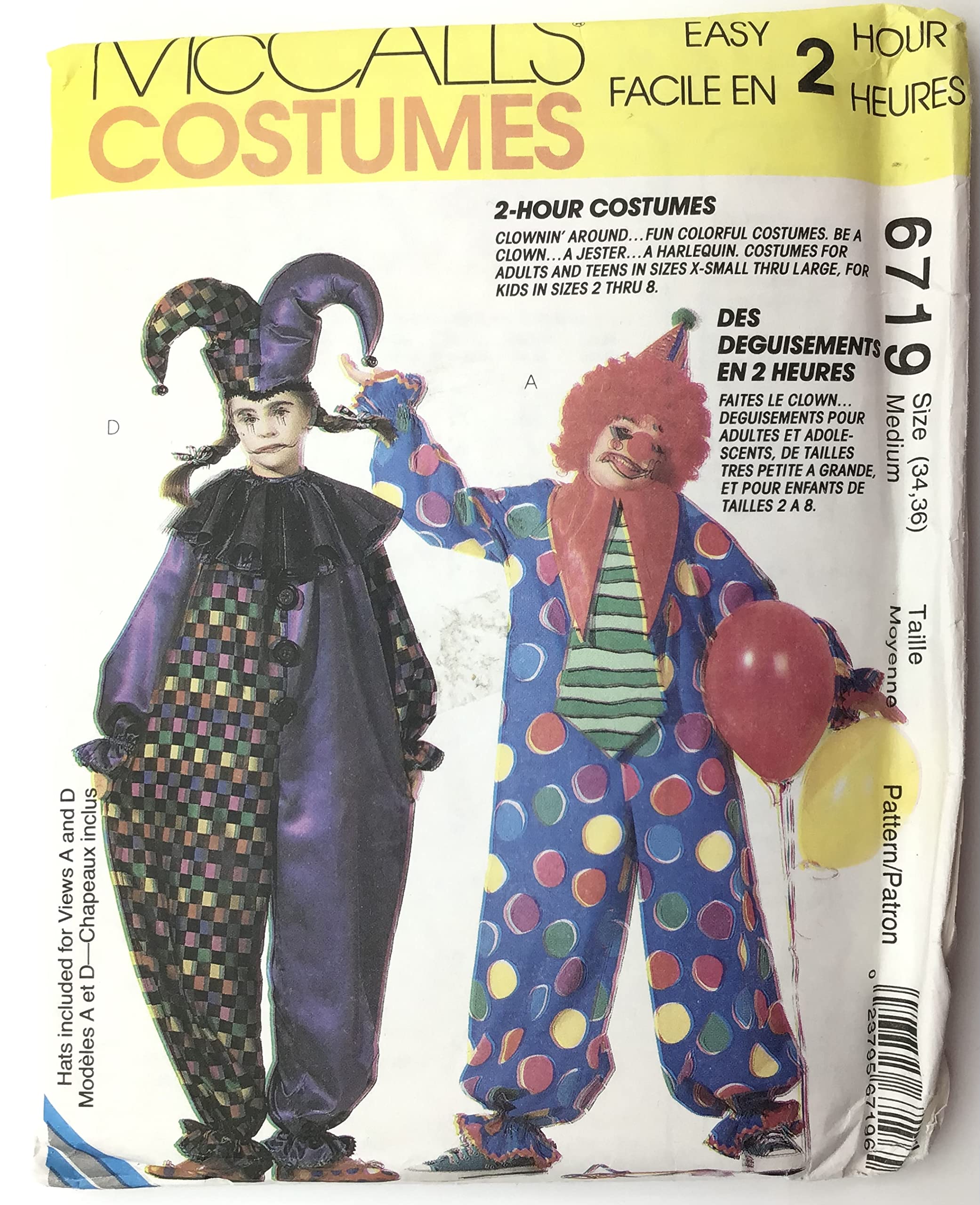 Mccalls pattern clown costumes size medium by mccalls arts crafts sewing
