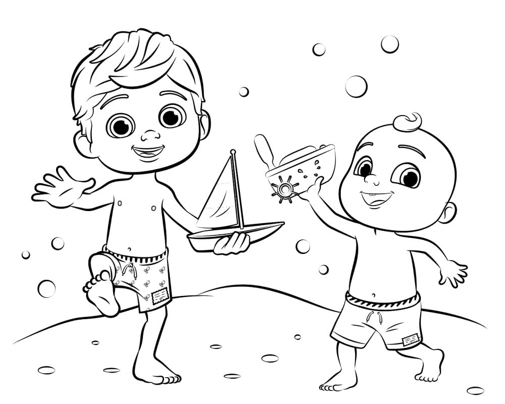 Tom tom and jj from coelon coloring page