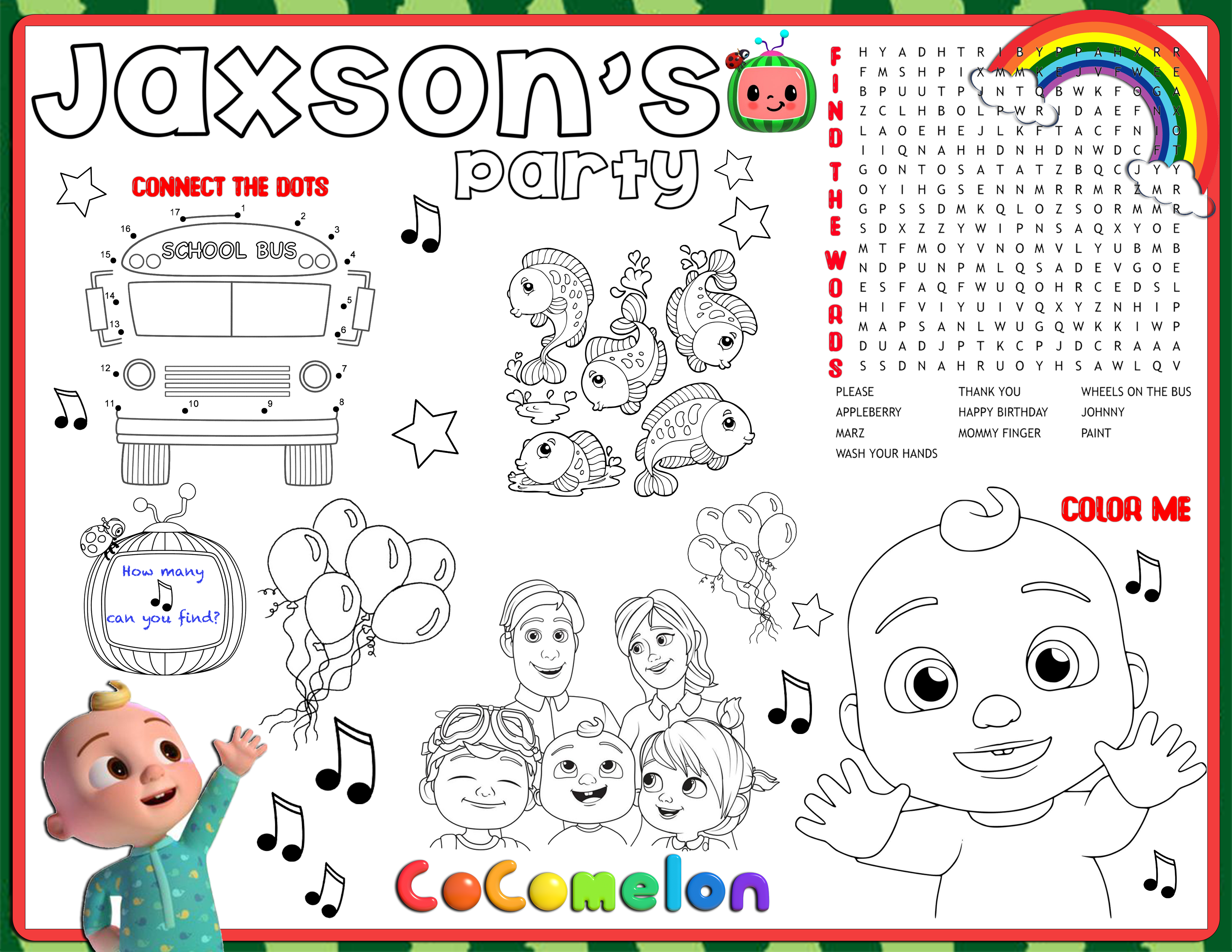 Coelon activity sheetplacemat â