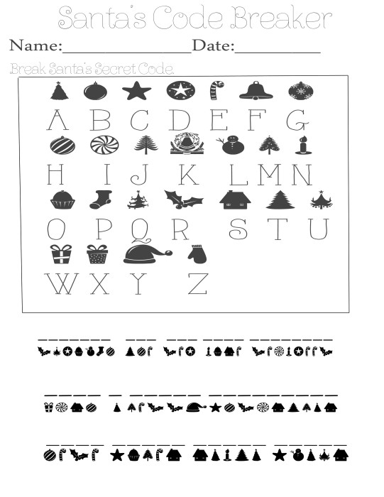 Break santas code â code breaker worksheet â miniature masterminds