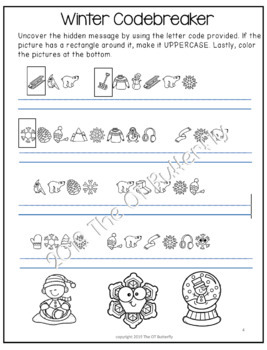 Cryptogram code breakers worksheets winter theme no prep by the ot butterfly