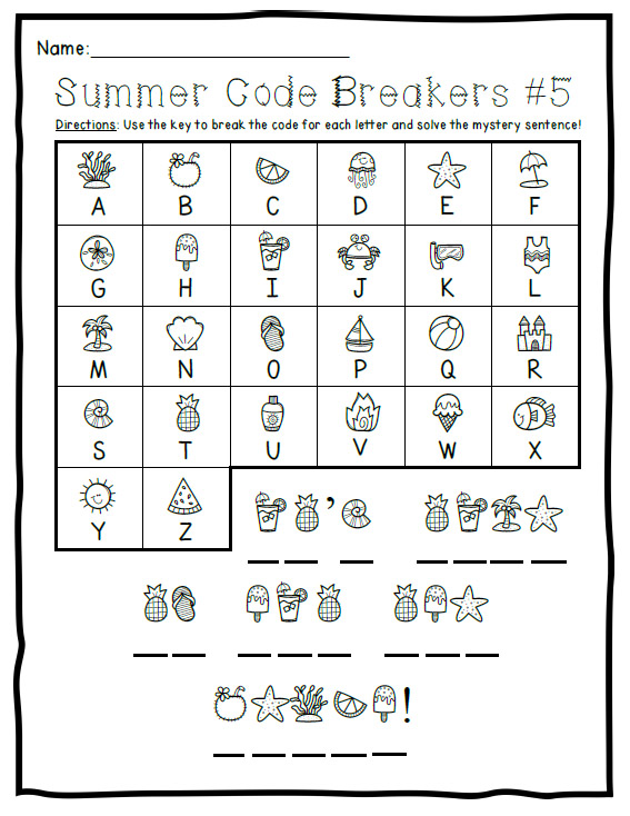 Summer code breakers packet made by teachers