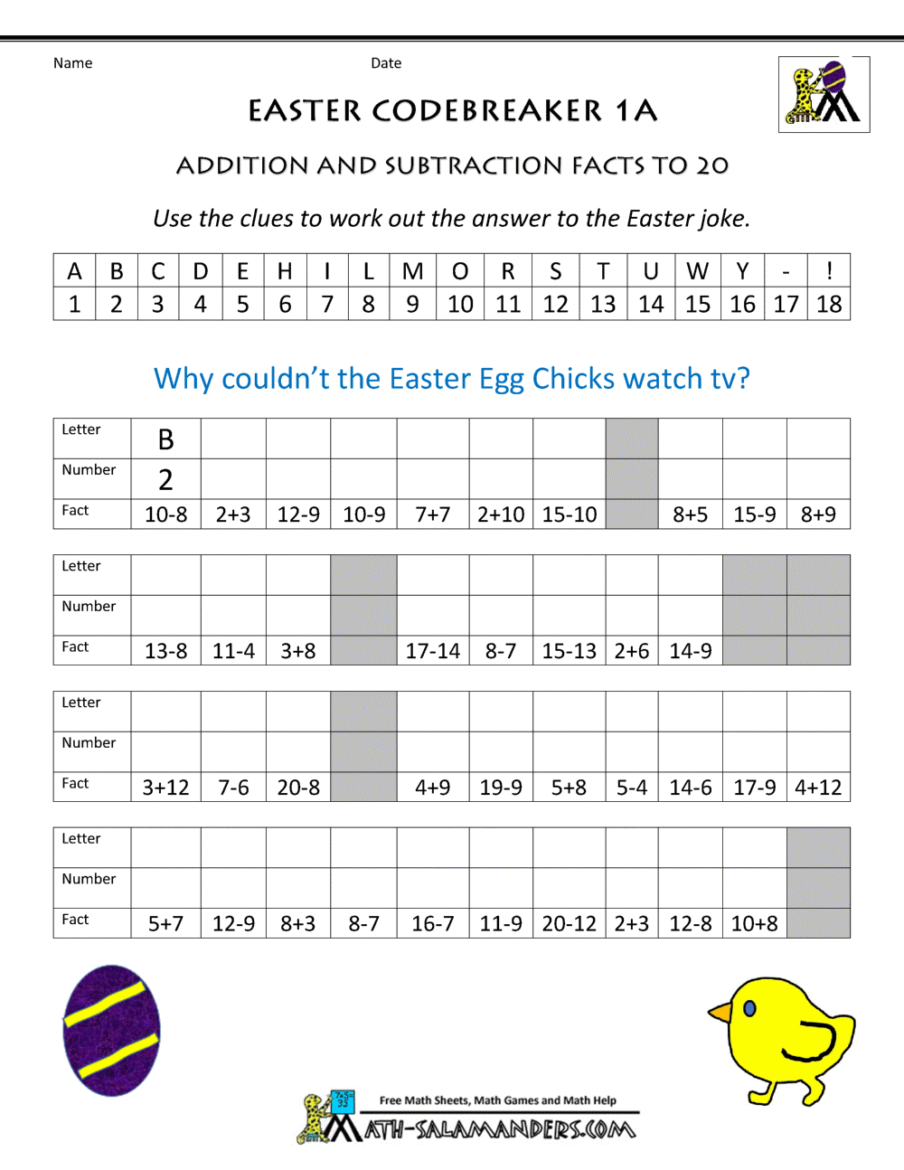 Easter worksheets for kids