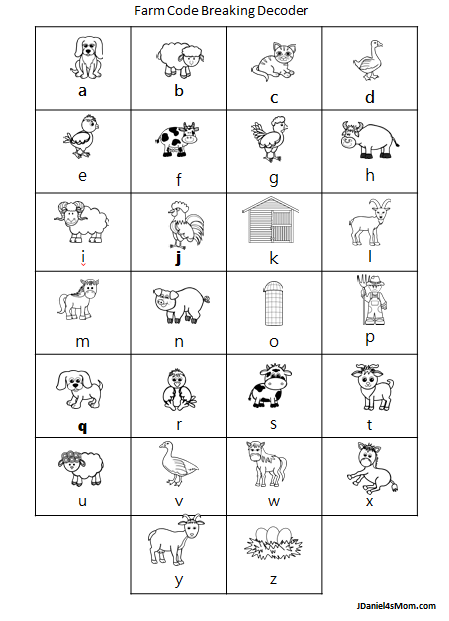 Farm jokes code breaker game with printable worksheets