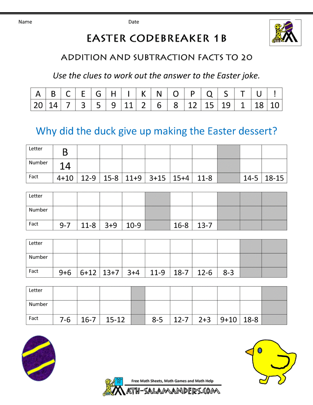 Easter worksheets for kids