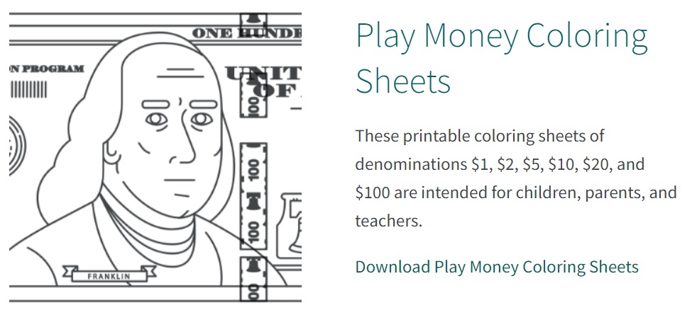 Best money coloring pages both coins bills