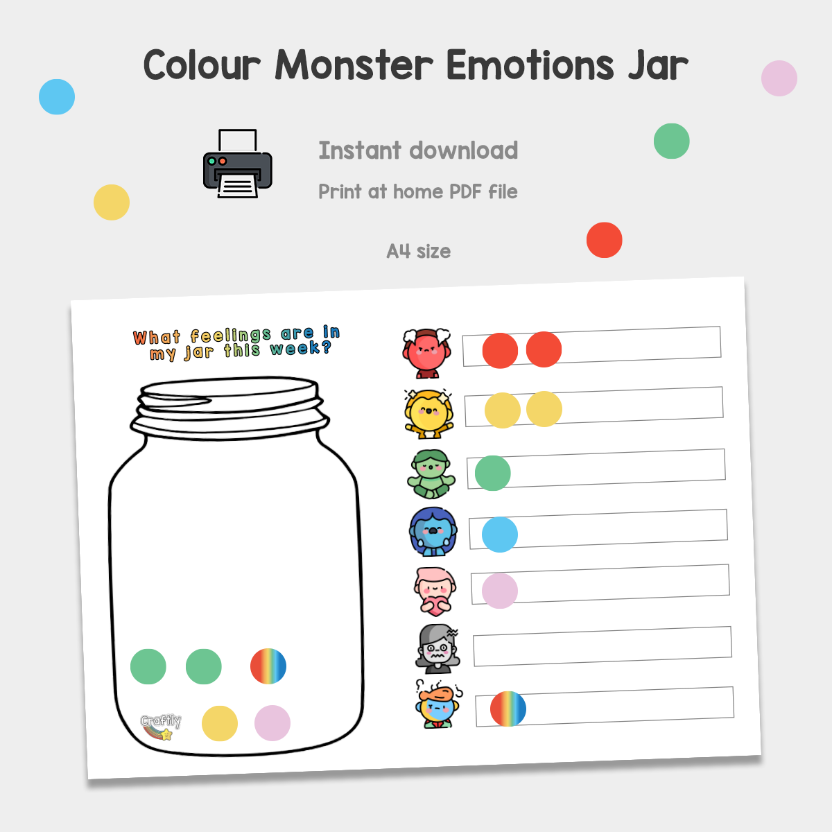 Printable lour monster emotions jar â ltd