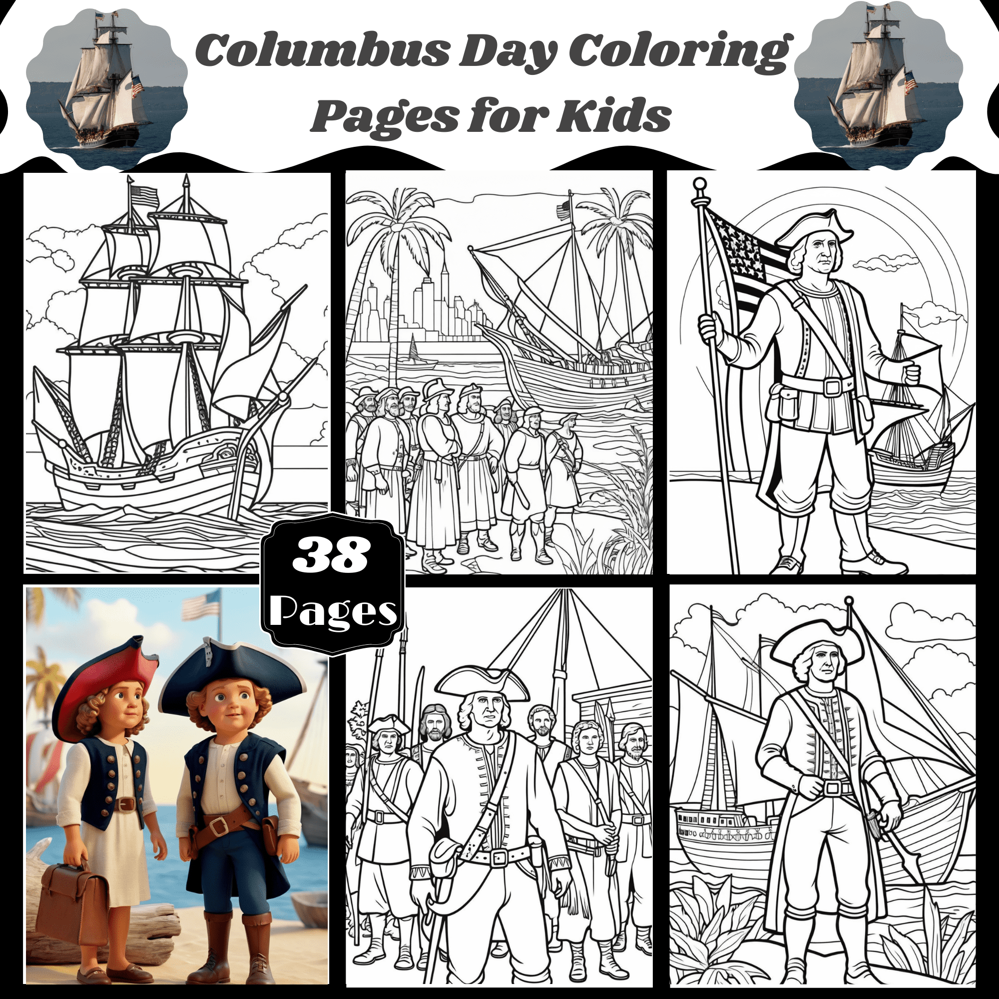 Columbus day coloring pages for kids made by teachers