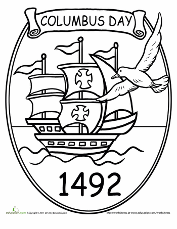 Celebrate columbus day with this fun coloring page