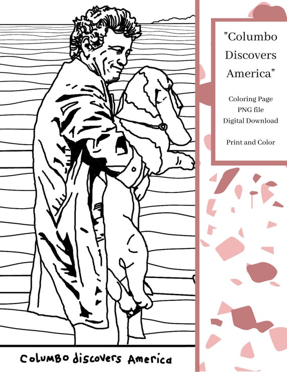Columbo day coloring page columbo discovers america printable adult coloring book page download now