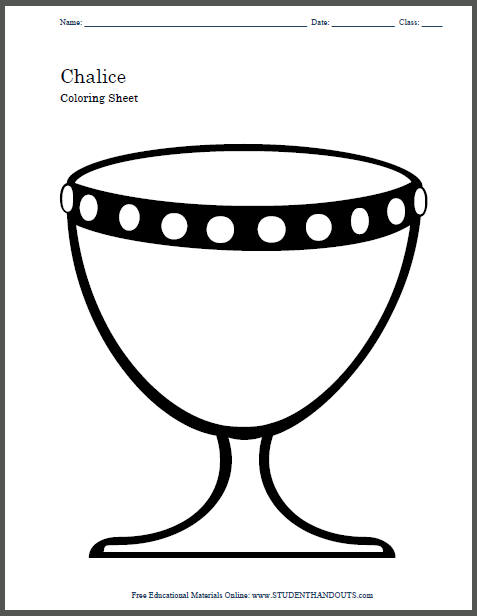 Chalice coloring page for kids student handouts