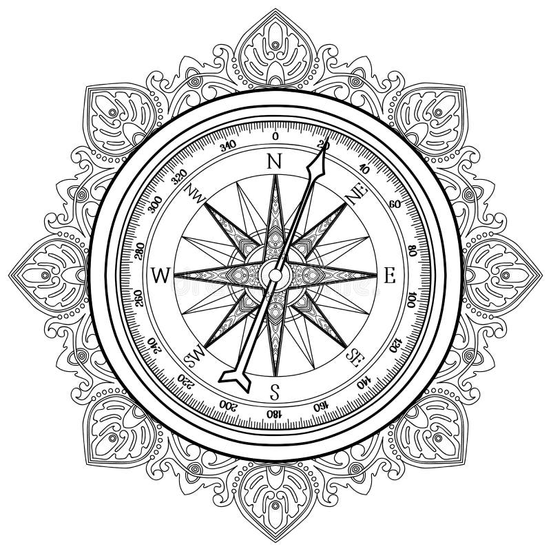 Graphic wind rose pass stock vector illustration of background