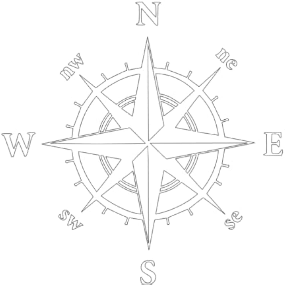 Generisch piece compass decal on transparent film decal rt silhouette with black border x cm arts crafts
