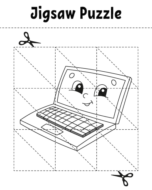 Premium vector jigsaw puzzle coloring page for kids back to school theme vector illustration