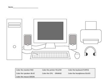 Parts of a puter worksheets