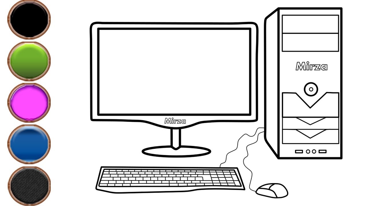 How to draw and color desktop puter coloring pages for toddlers mirza colors kids