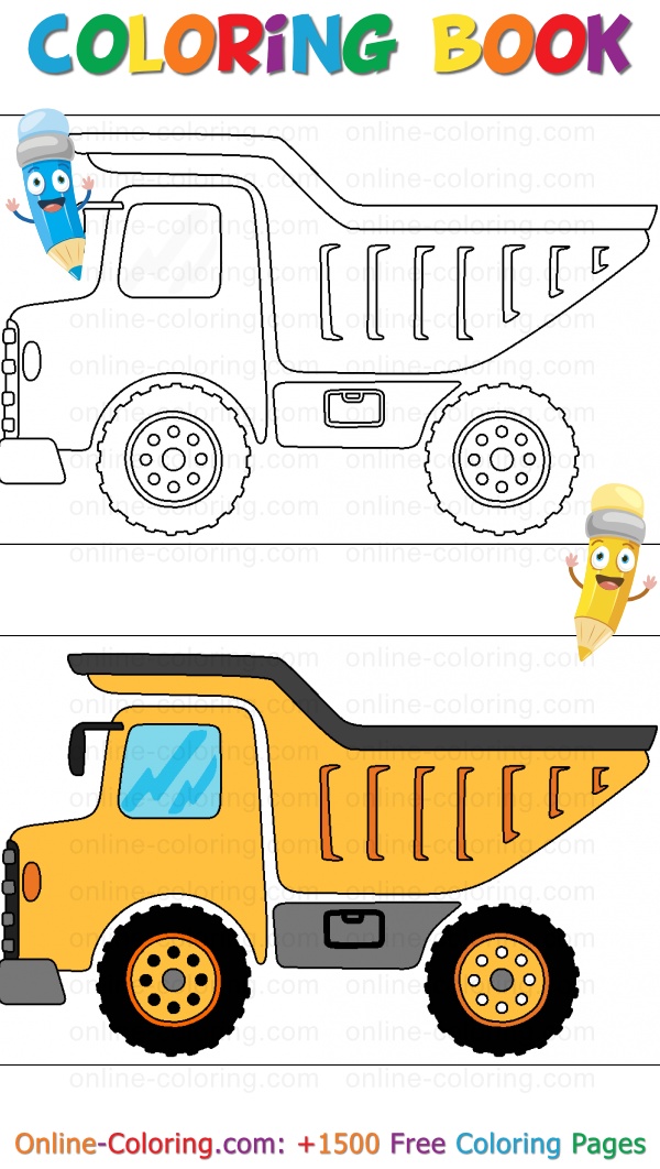 Mining dump truck free online coloring page