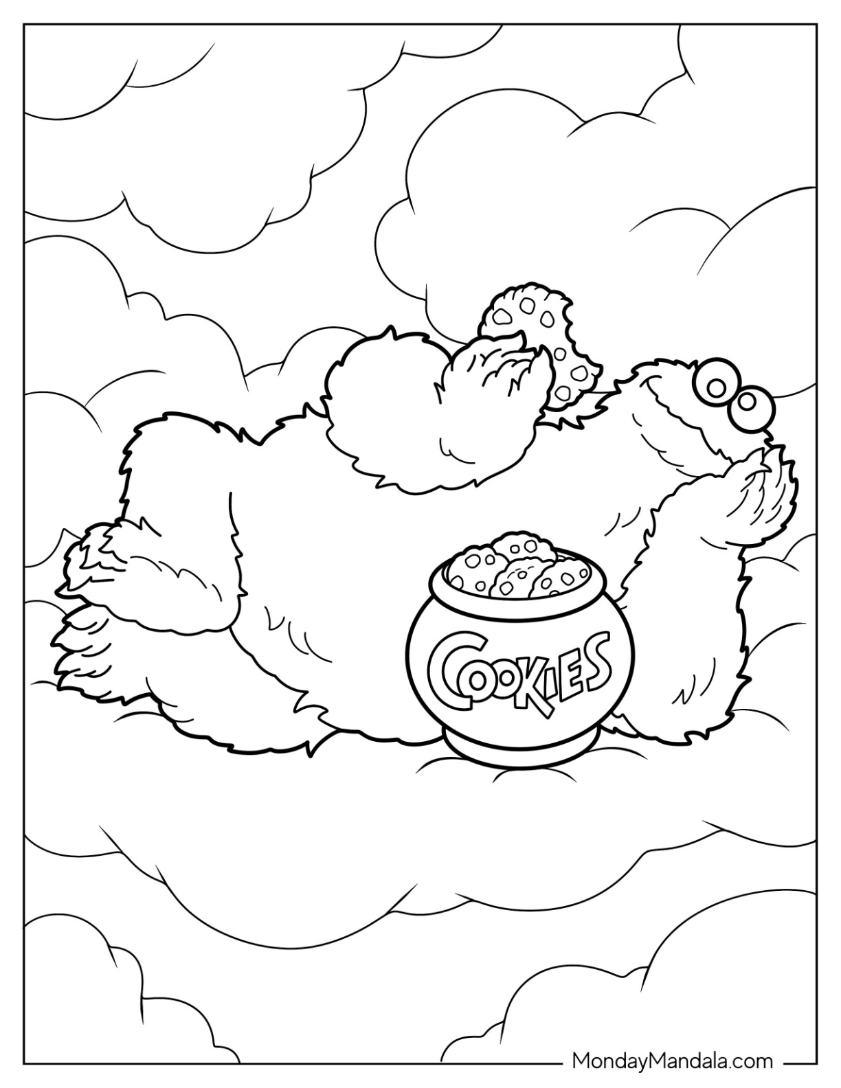 Cookie monster coloring pages free pdf printables