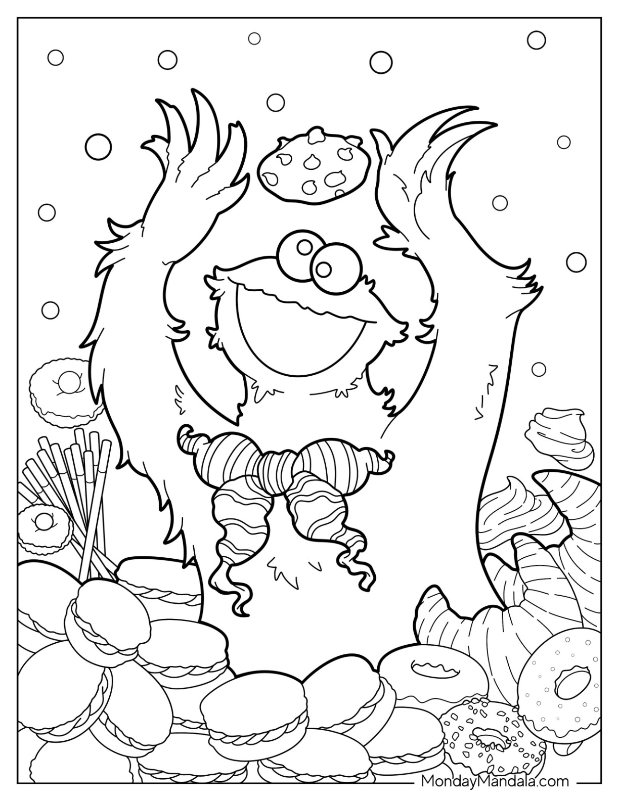 Cookie monster coloring pages free pdf printables
