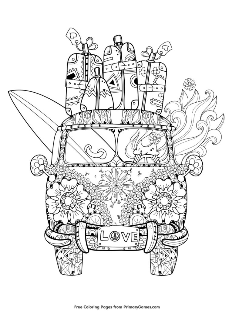 Beautifully illustarted free summer coloring pages for kids