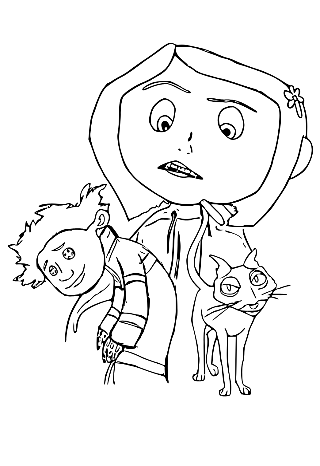 Free printable coraline characters coloring page for adults and kids