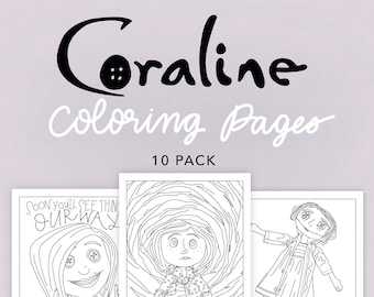 Coraline coloring pages pack of digital download coloring pages halloween coloring pages