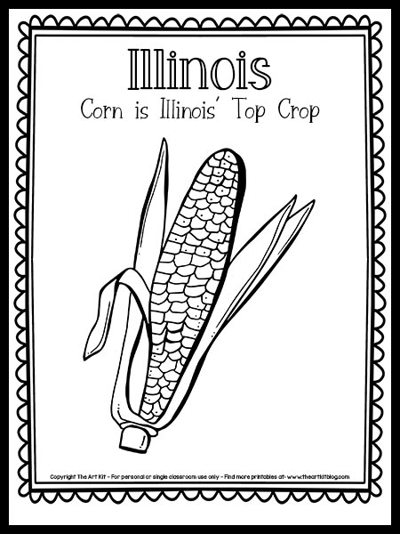 Illinois corn coloring page free printable â the art kit