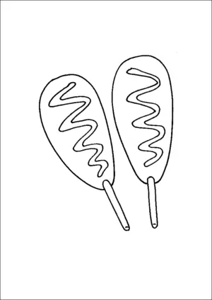 Corn dogs coloring page