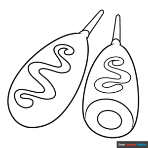 Corn dog coloring page easy drawing guides