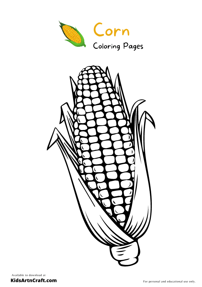 Corn coloring pages for kids â free printables