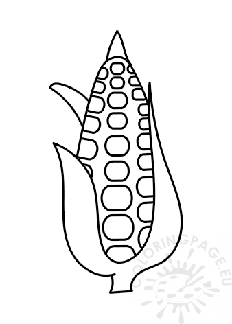 Corn cob with leaves template coloring page