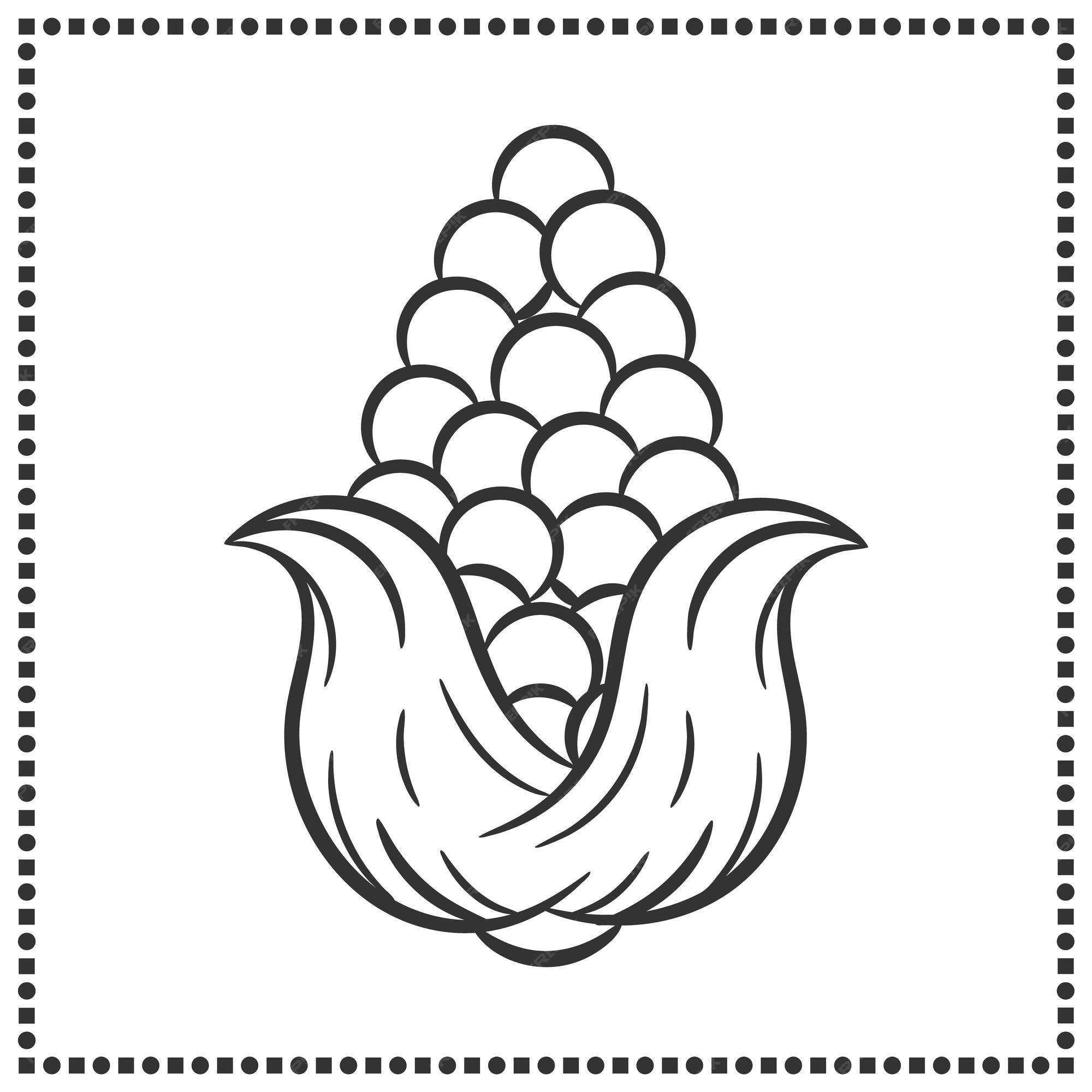 Premium vector printable cute drawing corn sketch for coloring