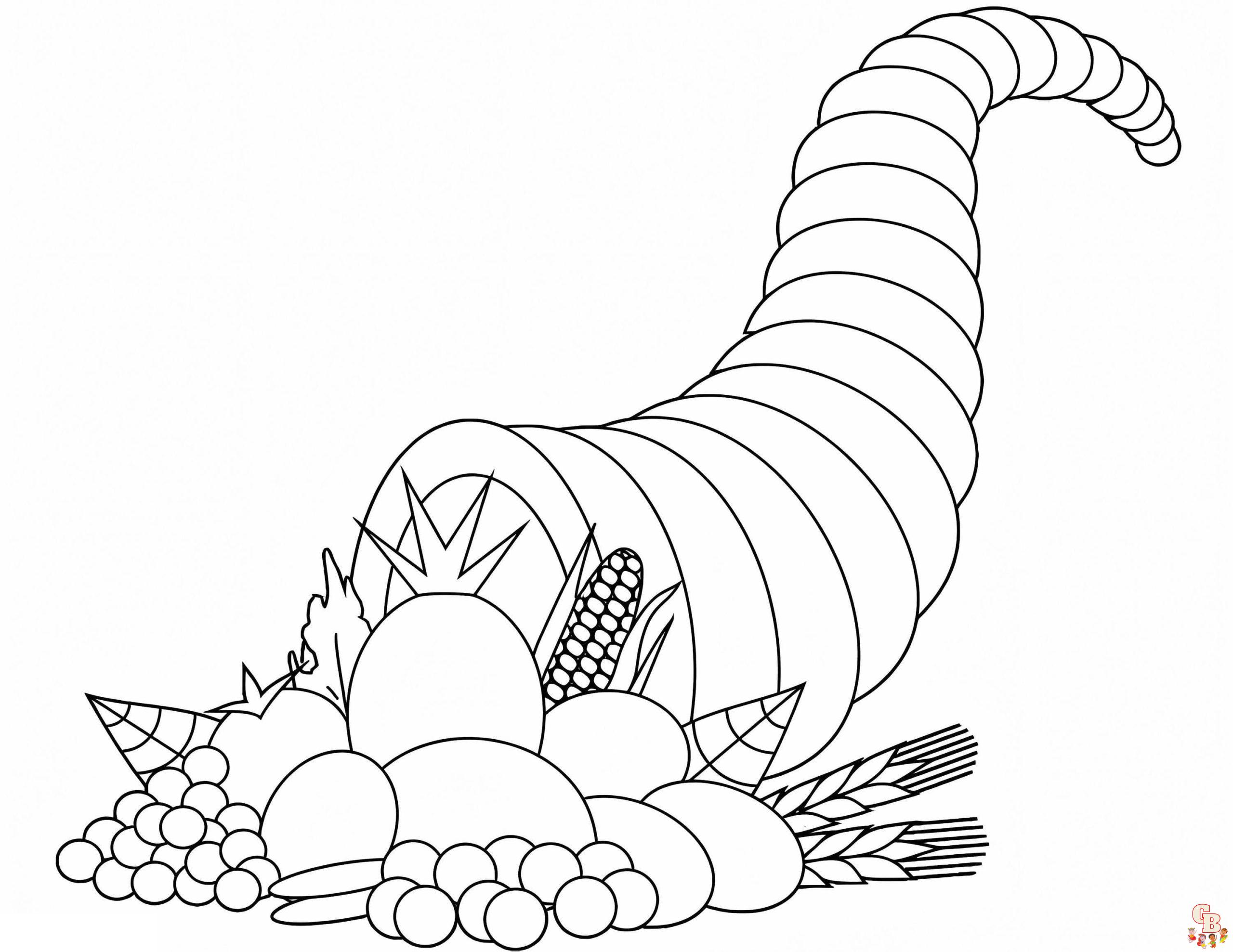 Printable cornucopia coloring pages free for kids and adults