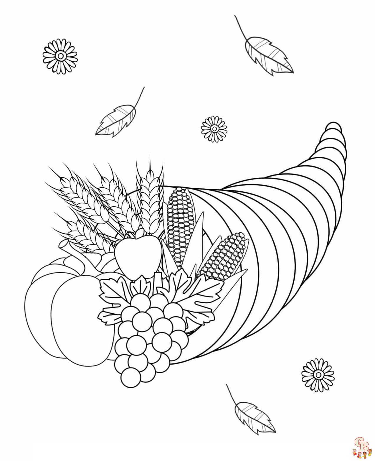 Printable cornucopia coloring pages free for kids and adults