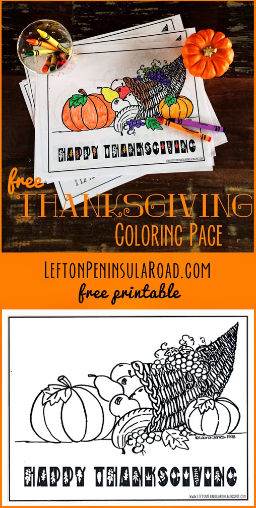 Thanksgiving coloring page left on peninsula road