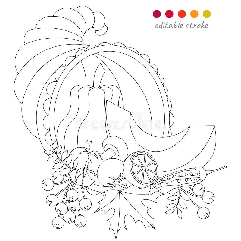 Cornucopia coloring page stock illustrations â cornucopia coloring page stock illustrations vectors clipart