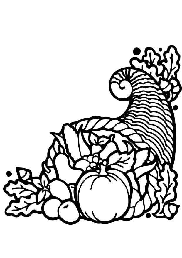 Coloring page thanksgiving cornucopia