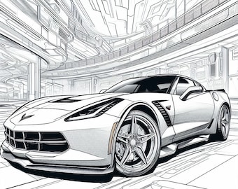 Corvette stingray coloring pages instant download