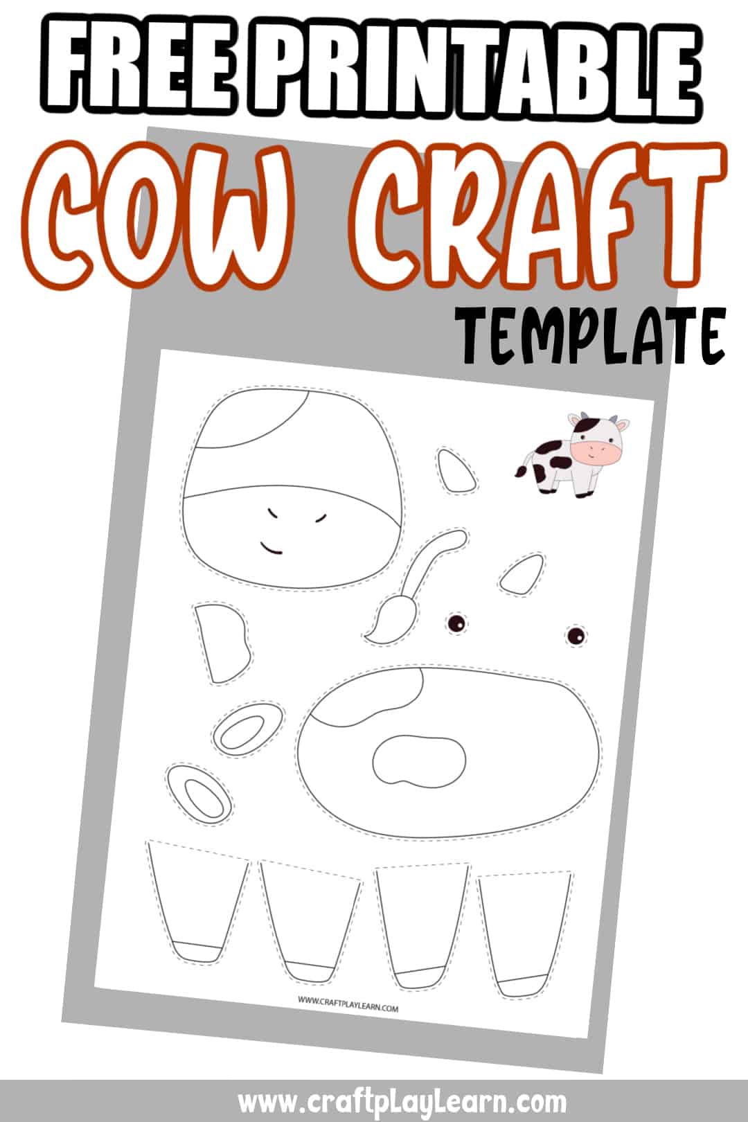 Cow printable template for kids