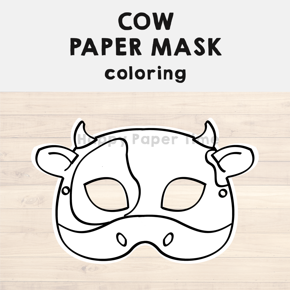 Cow paper mask printable farm animal coloring craft activity costume made by teachers