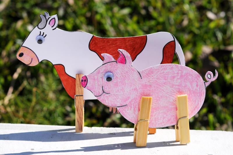 Clothespin farm animal templates free printable templates coloring pages