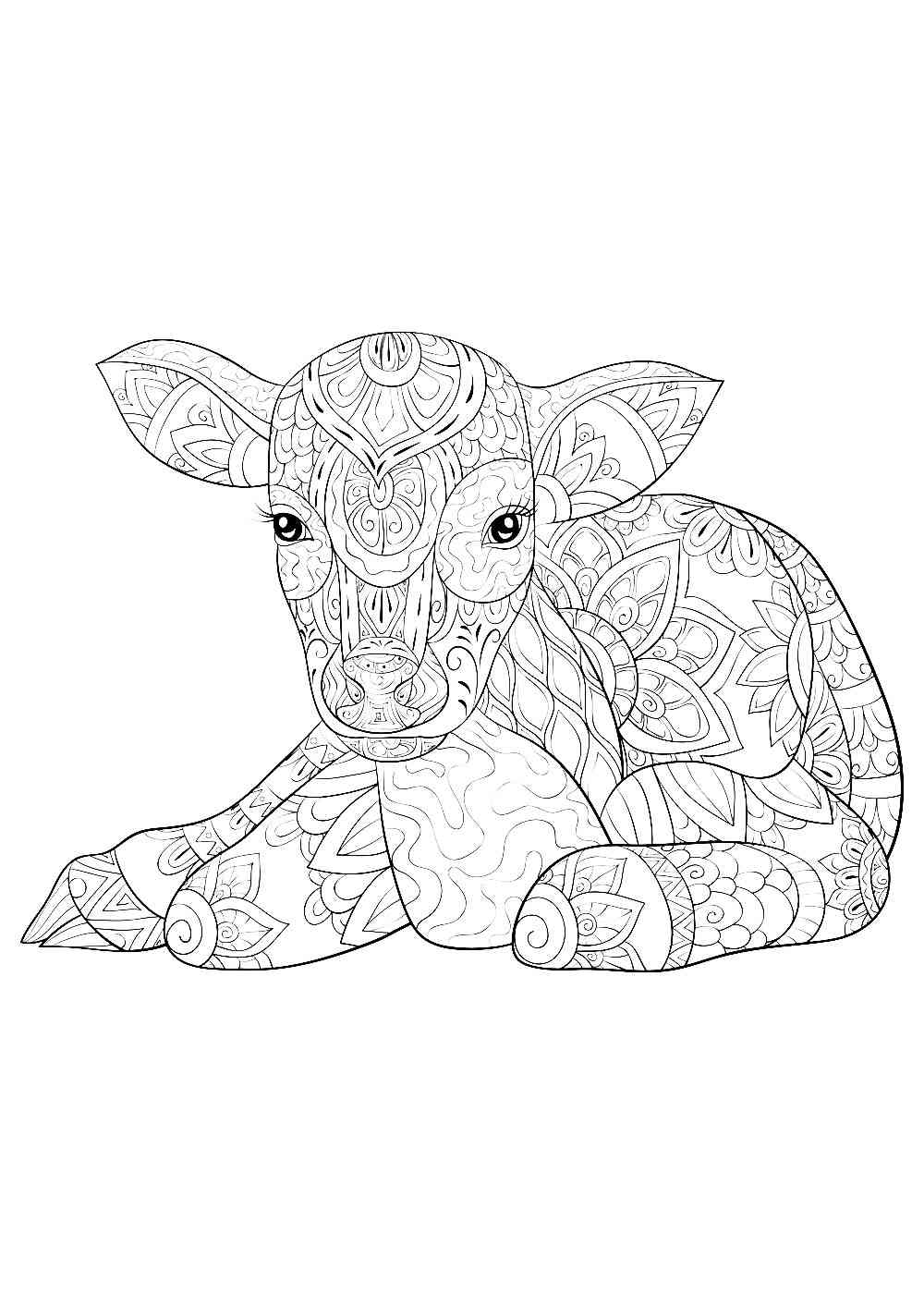 Cow coloring pages for adults