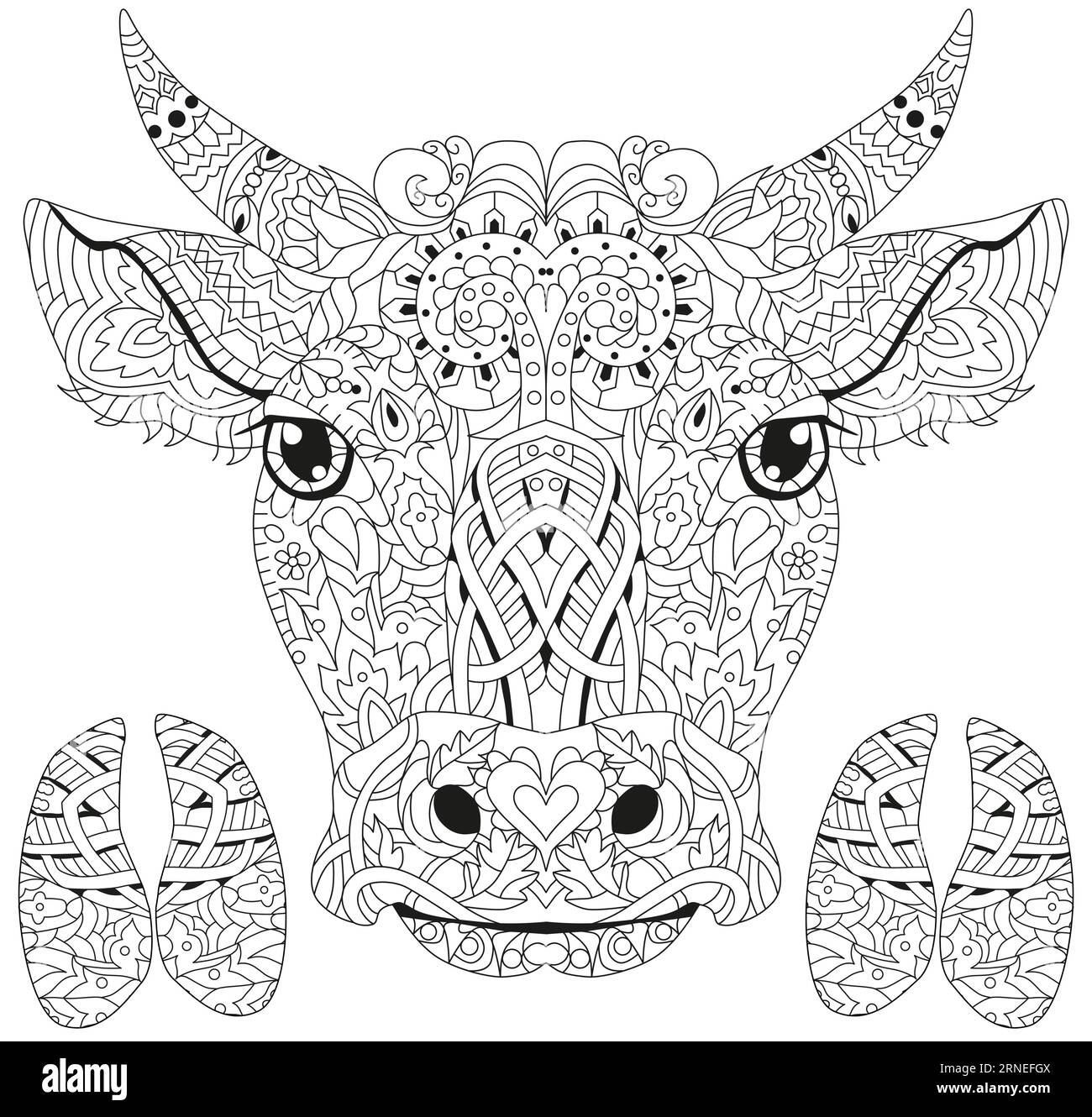 Cow coloring page to print stock vector images