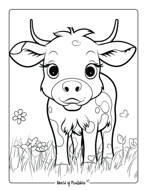 Cow coloring pages for kids adults