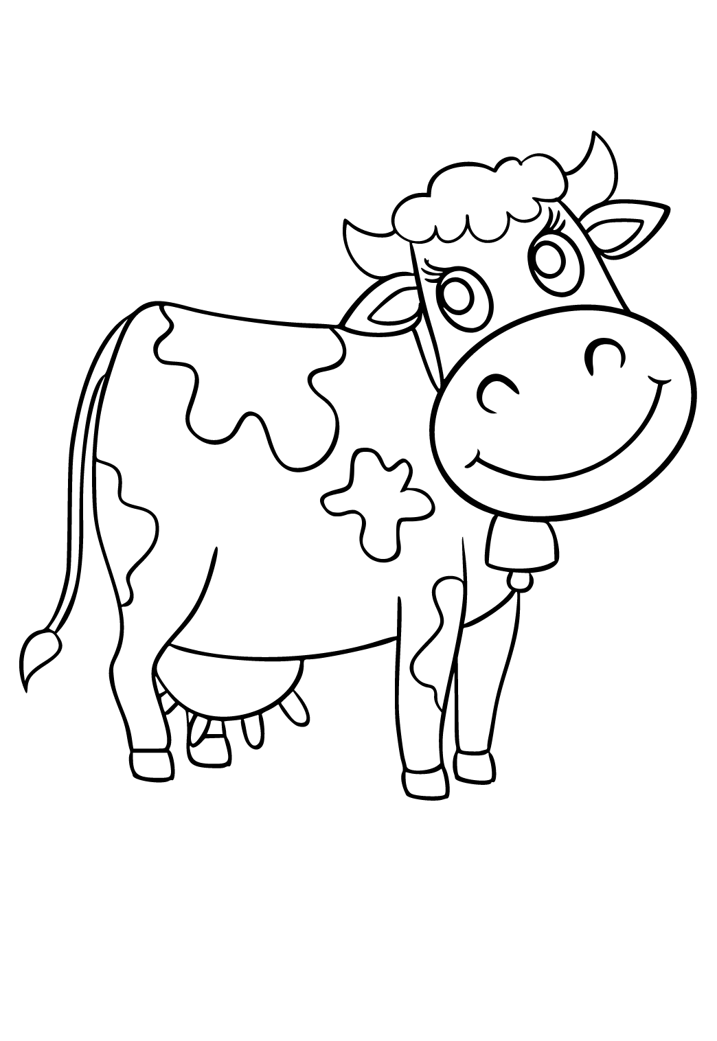 Free printable cow smile coloring page for adults and kids