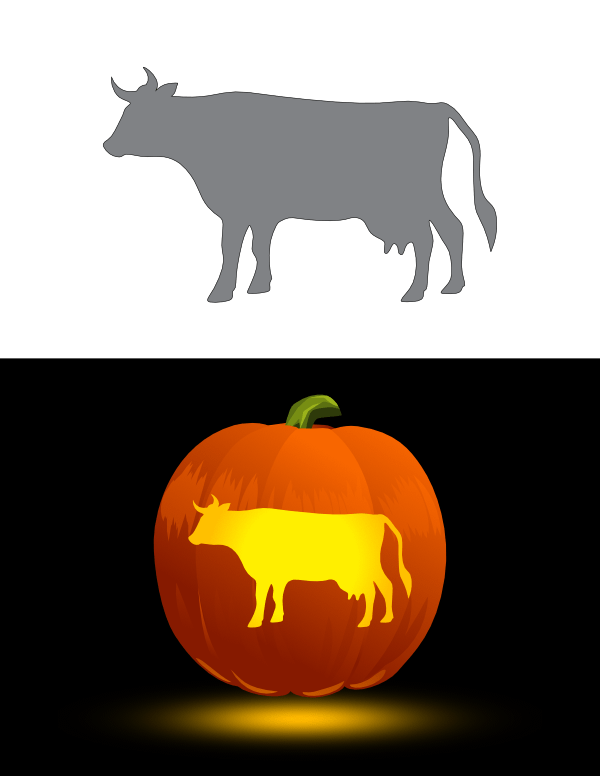 Printable cow pumpkin stencil