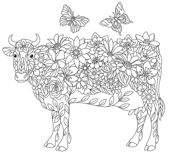 Adult coloring pages cows over royalty
